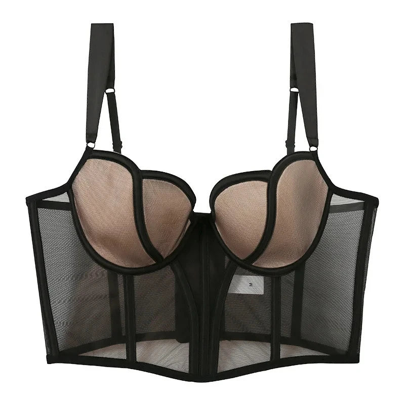 Transparentny gorset push-up z fiszbinami - Encanto