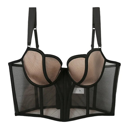 Transparentny gorset push-up z fiszbinami - Encanto
