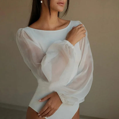 Eleganckie body z bufiastymi rękawami - Ancho