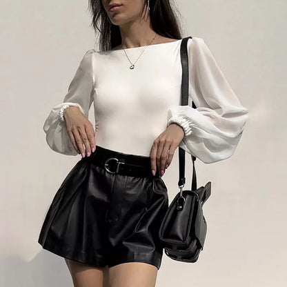Eleganckie body z bufiastymi rękawami - Ancho