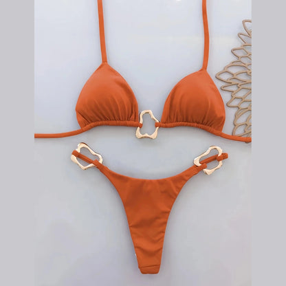Dwuczęściowy strój kąpielowy ze złotymi klamrami - Dorado